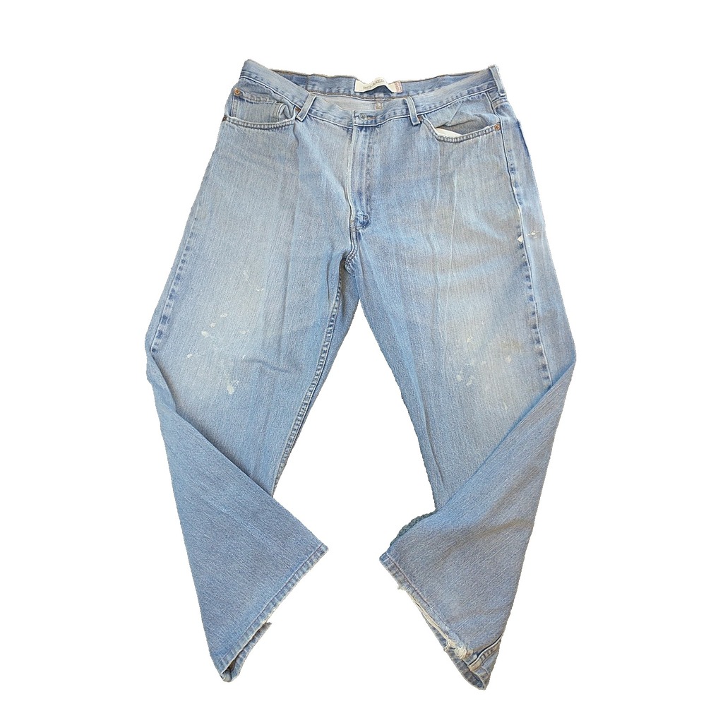 Levis 550 Relaxed Fit Jeans Mens 38x27 Light Wash Blue Denim Distressed Tapered